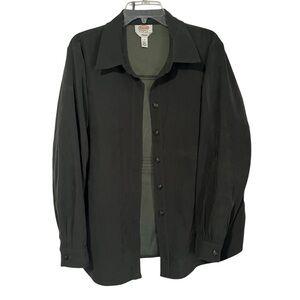 Talbots Woman stretch size X green button down